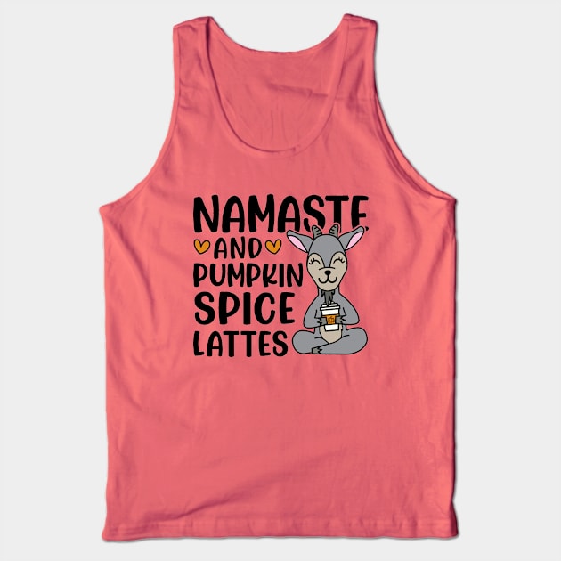 Namaste and Pumpkin Spice Latte Goat Yoga Fall Cute Funny Tank Top by GlimmerDesigns